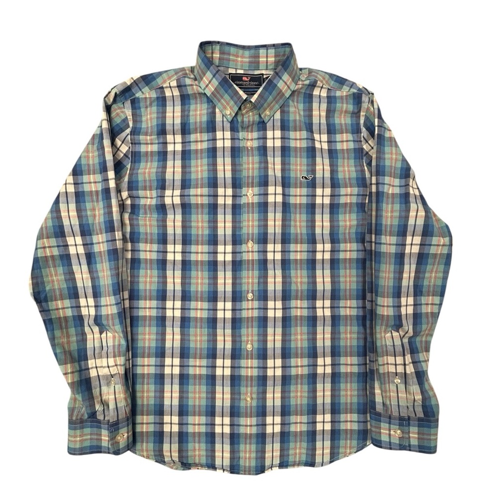 Vineyard Vines Men's Slim Fit Plaid Whale Shirt XL Casual Preppy‎